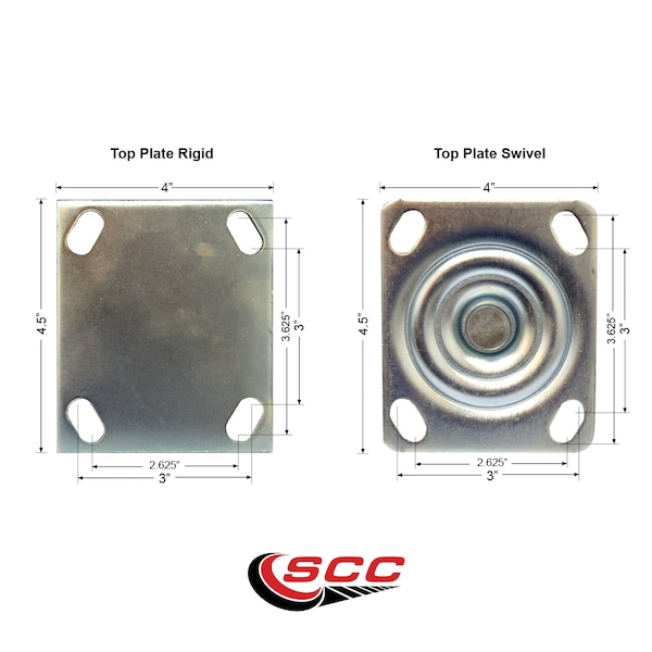 8 Inch SS Thermoplastic Caster Set with Ball Bearing 2 Swivel Lock 2 Rigid SCC